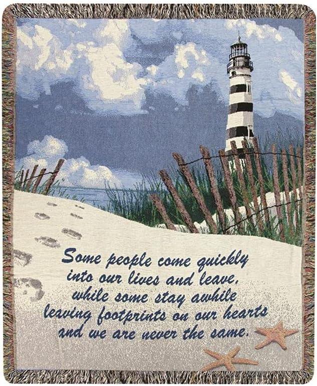 Manual Shoreline Collection 50 x 60-Inch Tapestry Throw, Feet Prints on the Heart