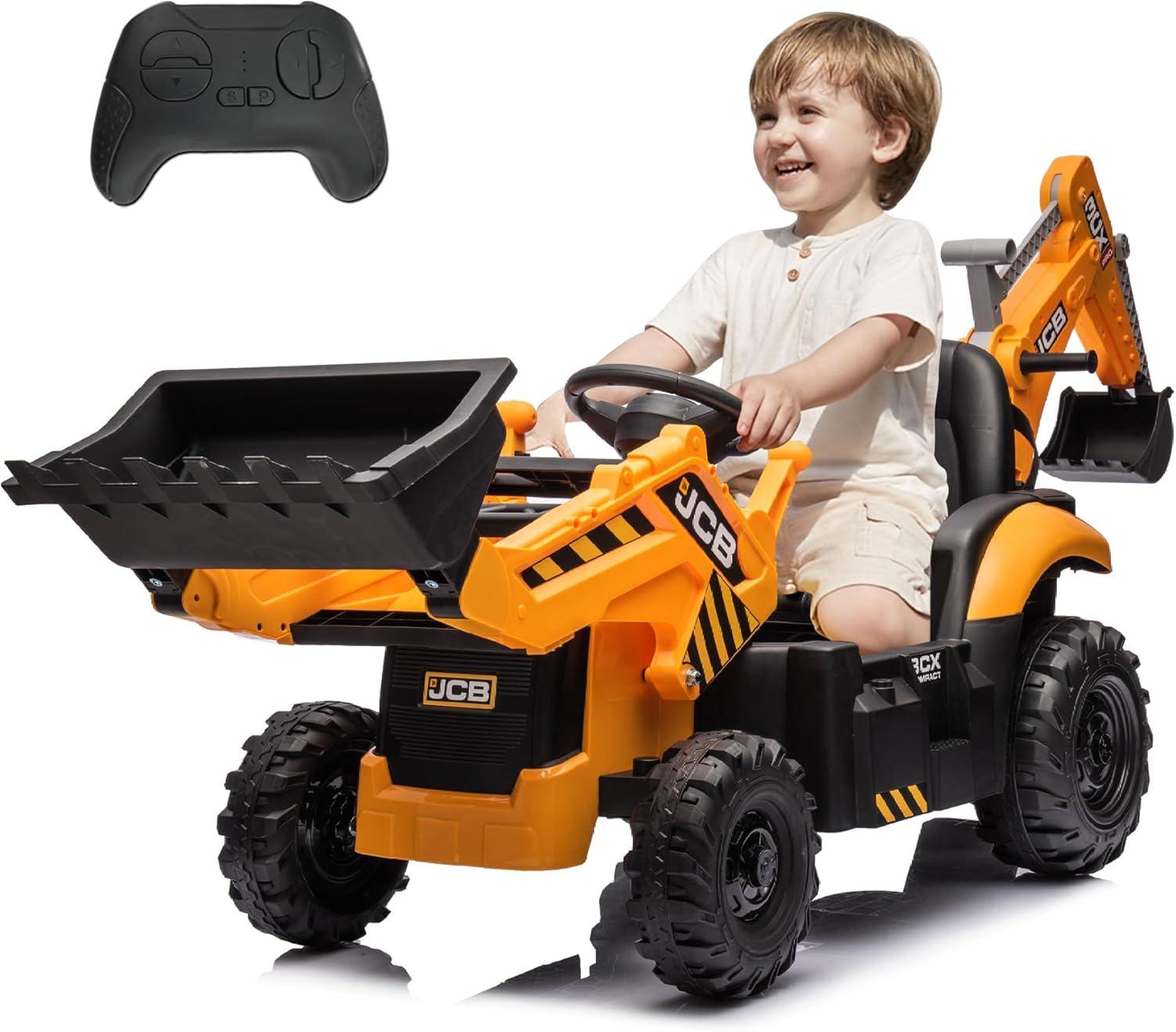 NEECHIPRO Licensed JCB Excavator Ride-on Tractor Toy Digger,24V 400W 3mph Toy Car for Children 3-6 Old, Yellow