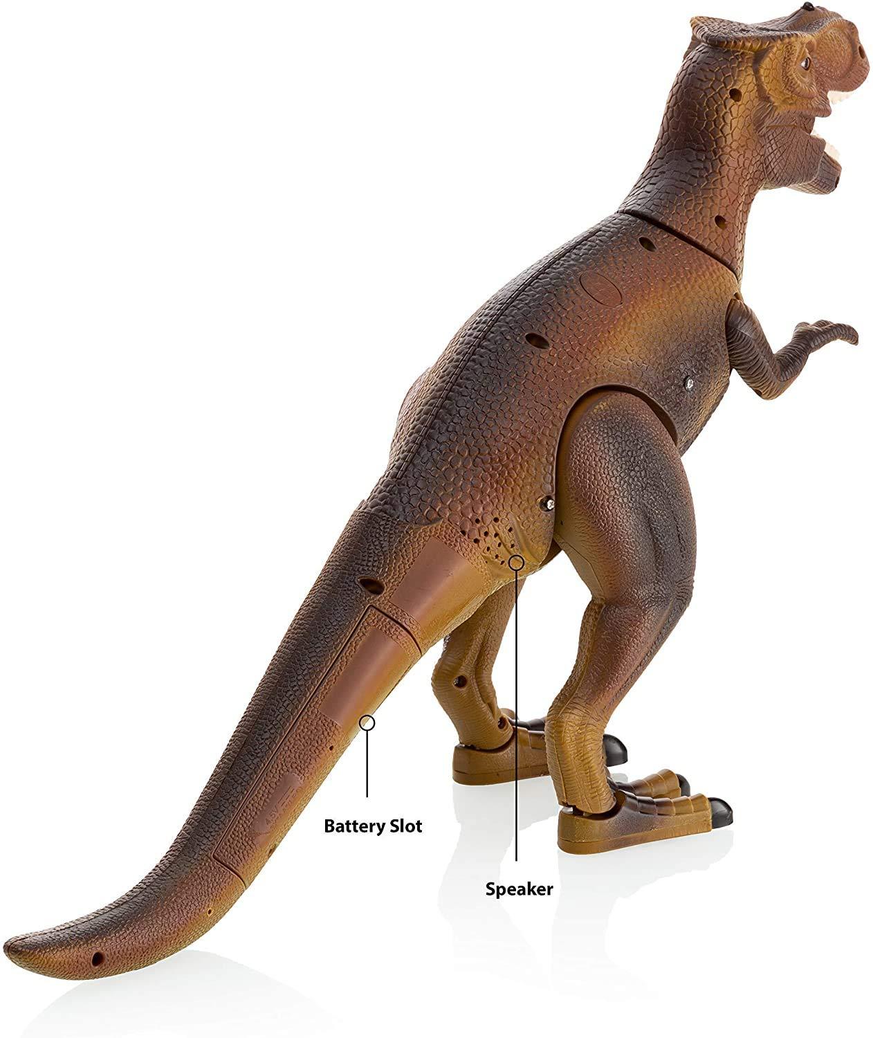 Realistic Brown and Green RC Tyrannosaurus Rex Toy with Roaring and Spraying