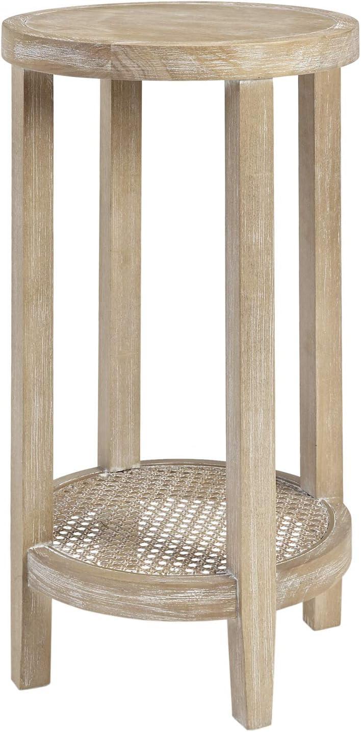 Martha Stewart Harley Farmhouse Round End Table with Storage