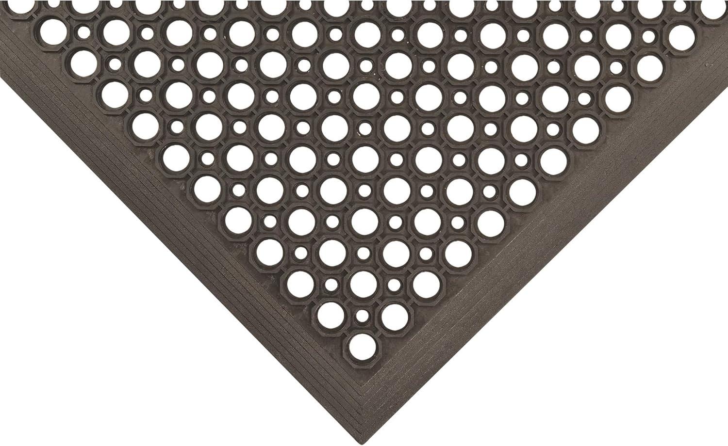 Sanitop Black Rubber Anti-Fatigue Drainage Mat 3' x 10'