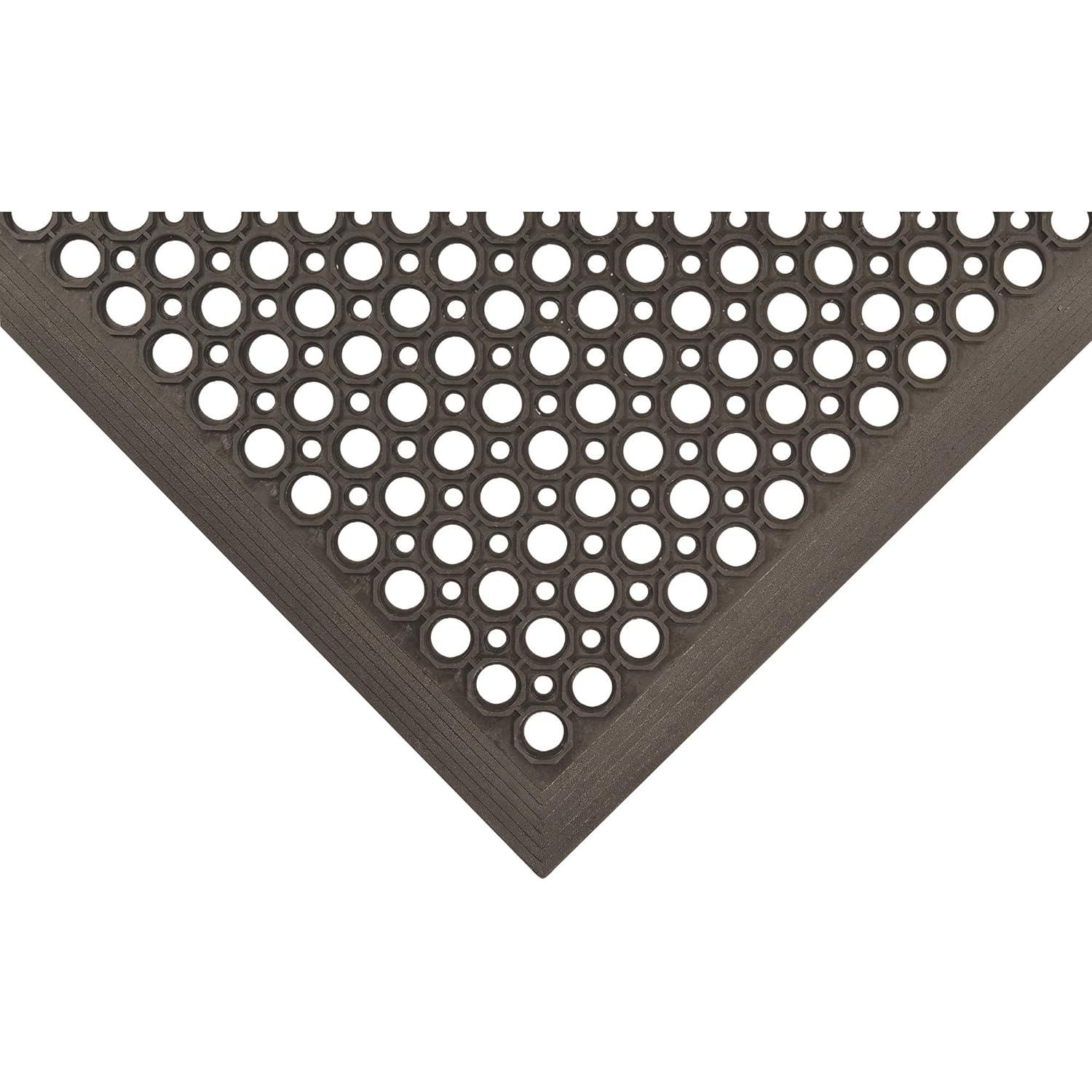 Sanitop Black Rubber Anti-Fatigue Drainage Mat 3' x 10'