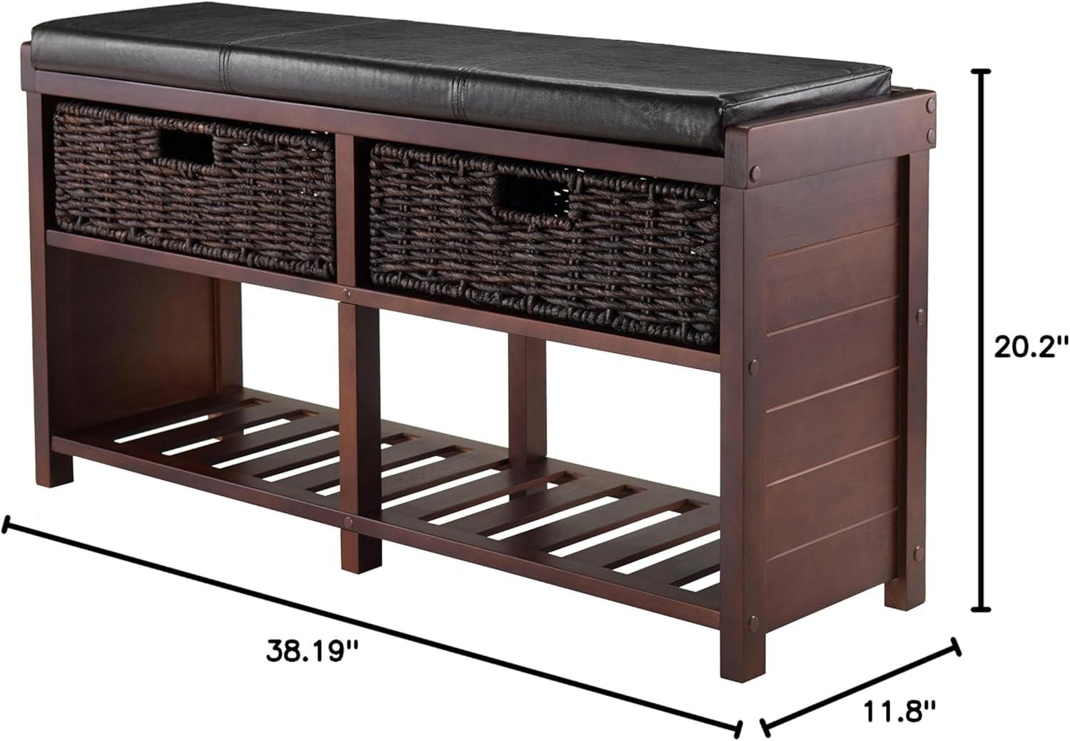 Colin Entryway Storage Bench with Cushion Cappuccino - Winsome: Upholstered Wool, Wood Legs, Spot Clean