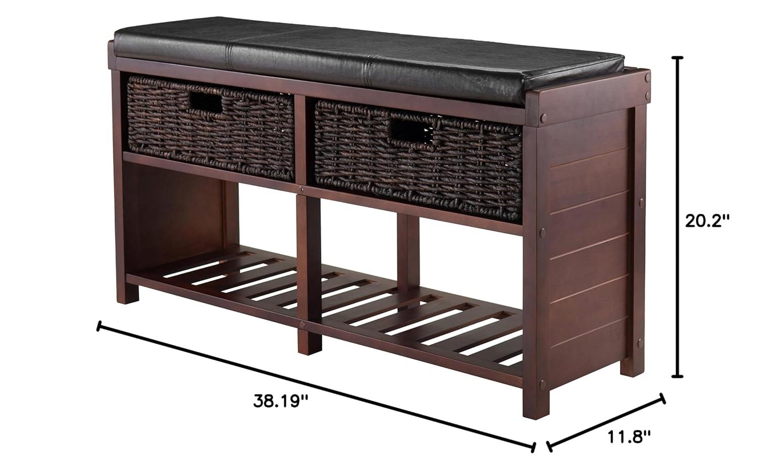 Colin Entryway Storage Bench with Cushion Cappuccino - Winsome: Upholstered Wool, Wood Legs, Spot Clean