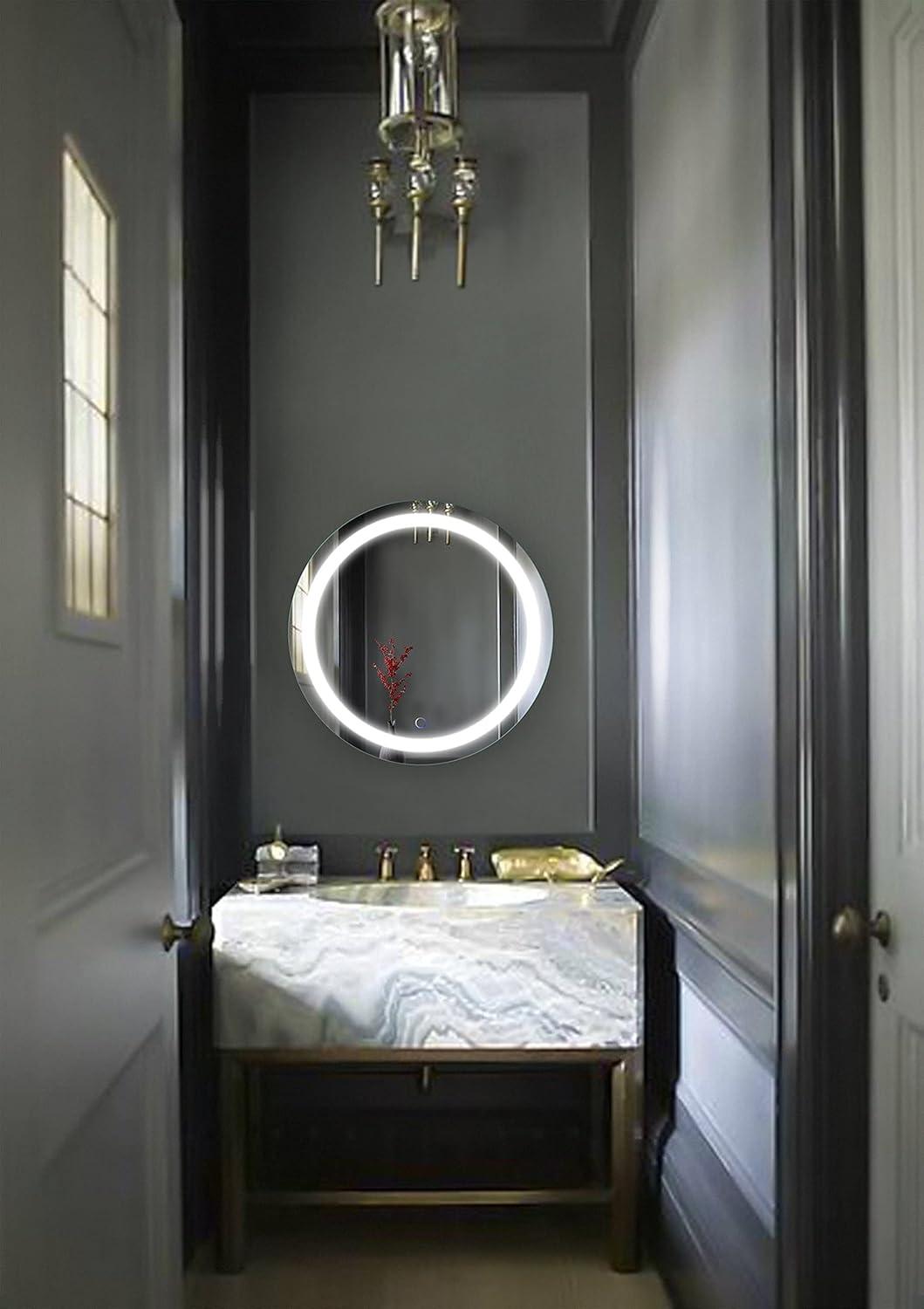 Luxe Frameless 24" Round LED Vanity Mirror with Dimmer & Defogger