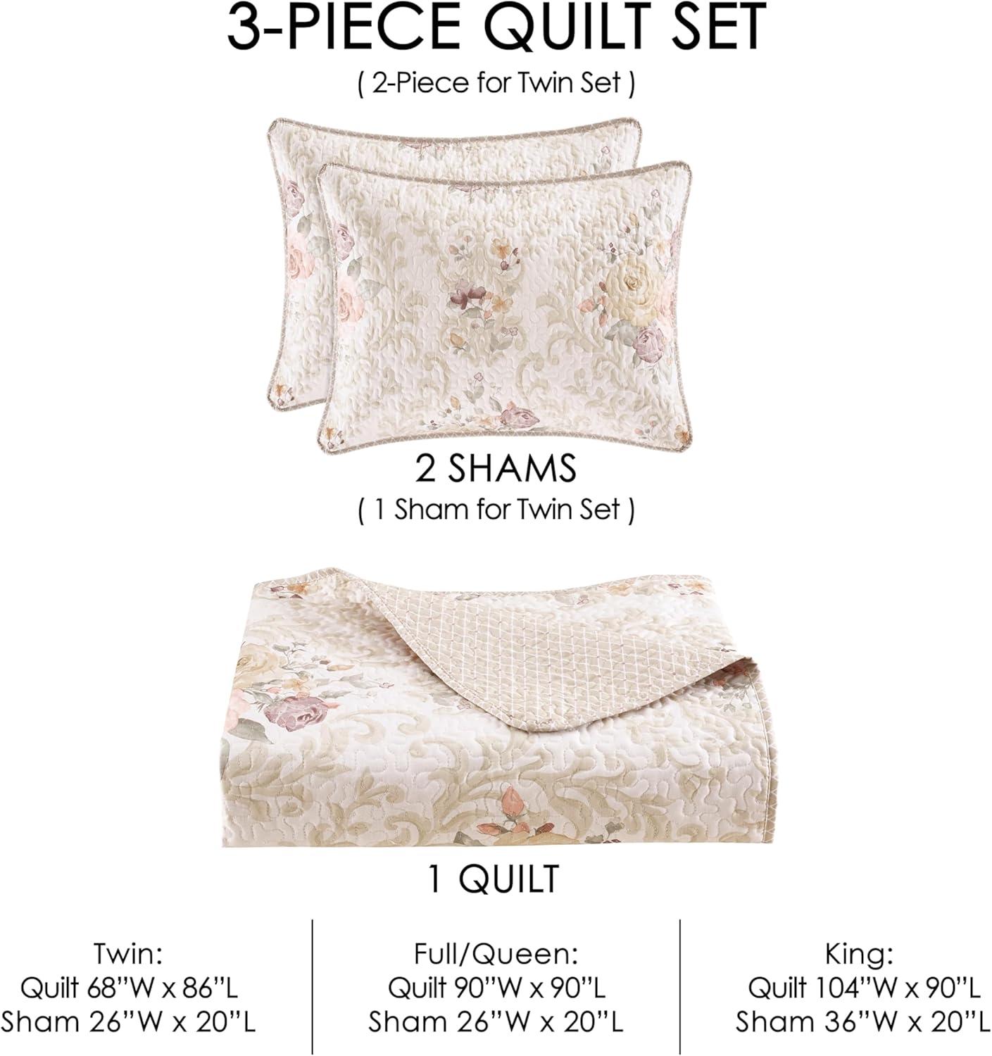 Royal Court Chardonnay Quilt Set Full - Queen 3 Piece