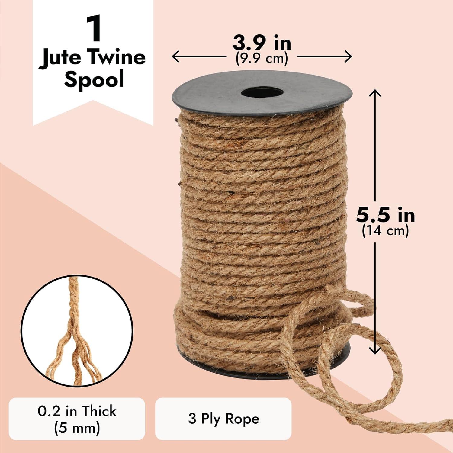 Bright Creations 100 Feet 5mm Thick Twisted Nautical Rope for Crafts and Gift Wrapping - Decorative Hemp Jute String Twine (Brown)