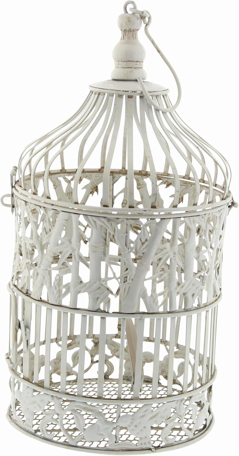 15"H Iron Bird House - White - Olivia & May: Frostproof, Freestanding Outdoor Garden Decor, No Assembly Required