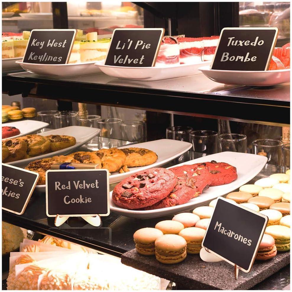 Mini Chalkboard Signs, 20 Pack Framed Small Chalk Board Food Labels with Easel Stand for Party Buffet or Wedding Celebration, Wooden Blackboard as Place Cards for Table Setting or Numbers