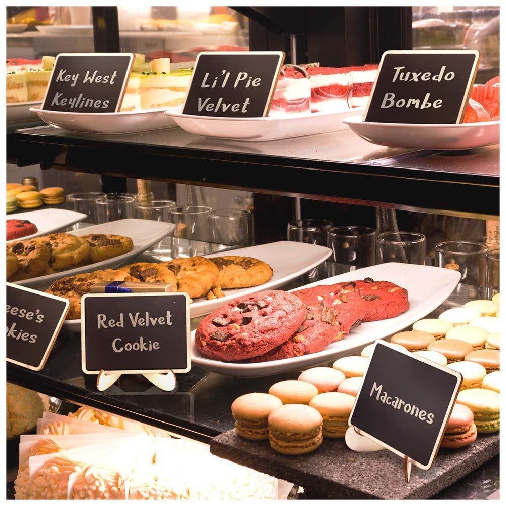 Mini Chalkboard Signs, 20 Pack Framed Small Chalk Board Food Labels with Easel Stand for Party Buffet or Wedding Celebration, Wooden Blackboard as Place Cards for Table Setting or Numbers