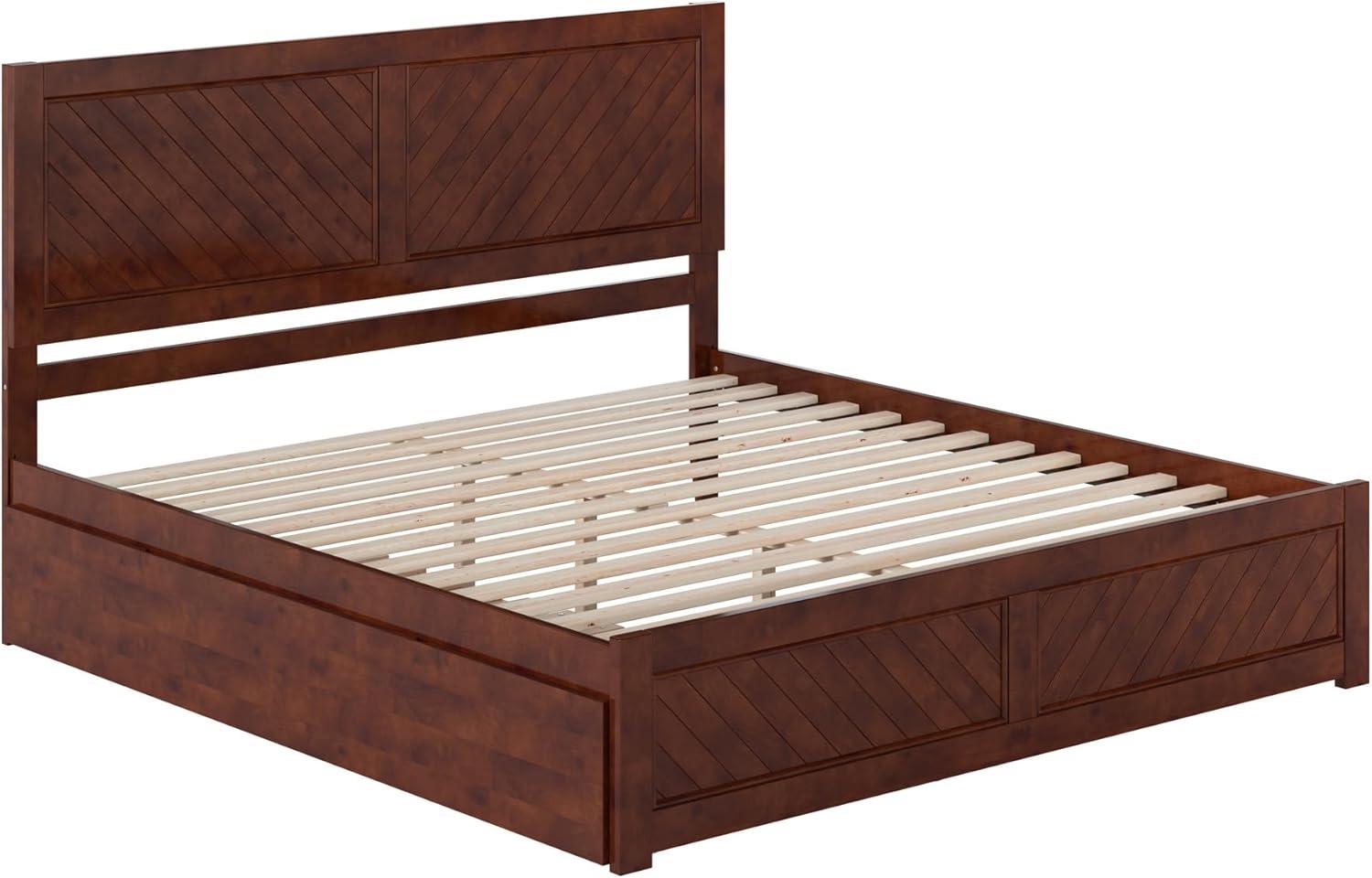 AFI Canyon Walnut Solid Wood Platform Bed with Matching Footboard & Twin-XL Trundle, King