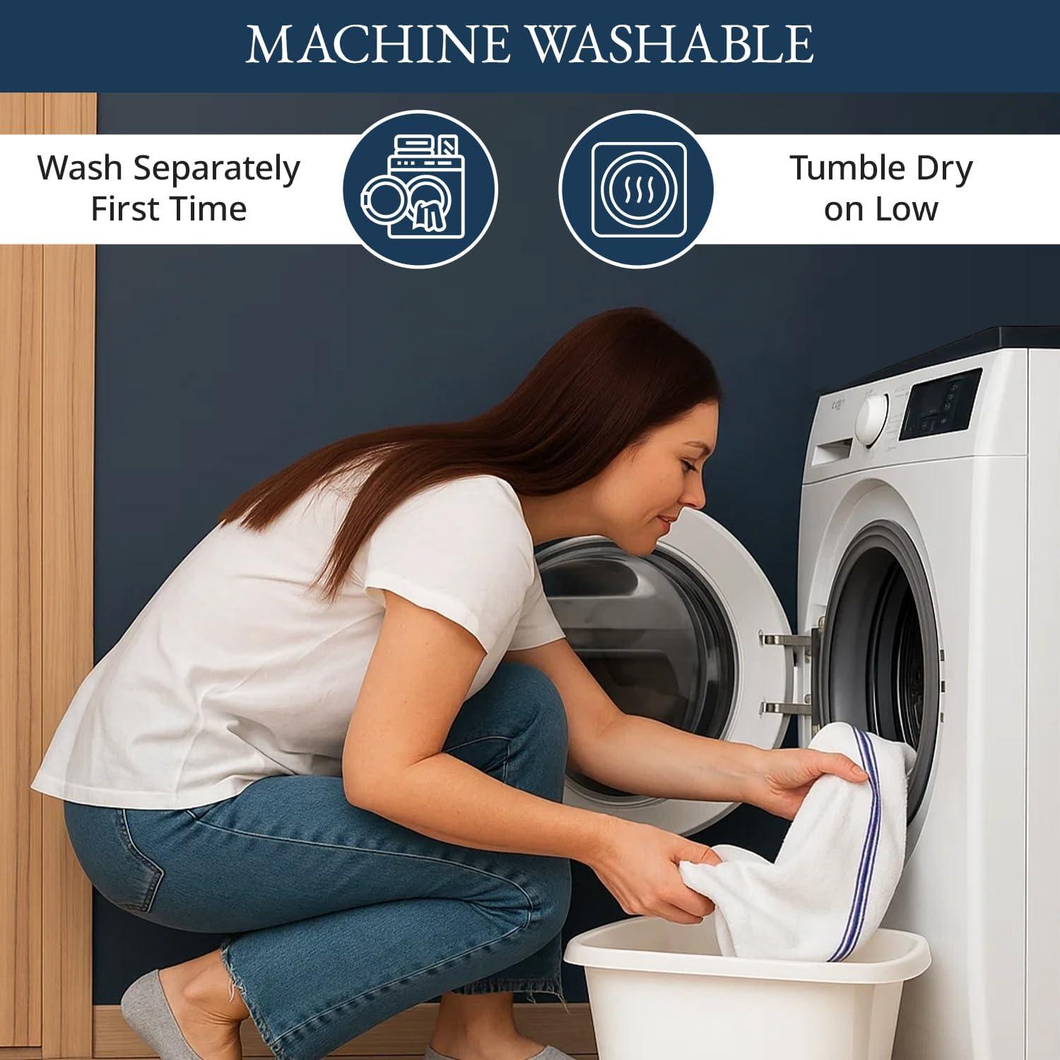 Kitchen Towels Set - 100% Pure Cotton Dish Towels for Kitchen, Super Absorbent Kitchen Hand Towel, Soft & Durable Dish Cloths, Pack of 12 – 15”x25”, Blue Stripe