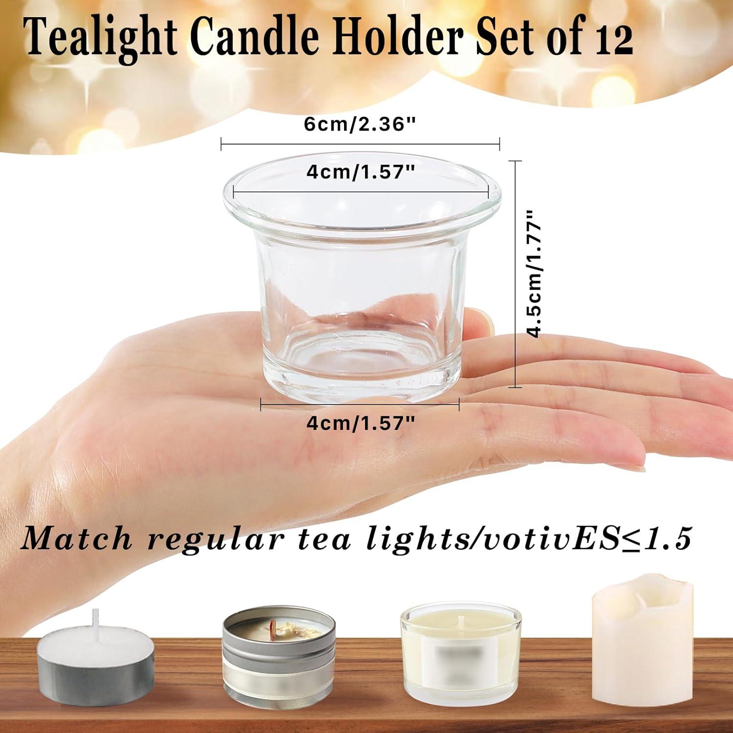 Glass Votive Candle Holders,Tealight Candle Holder for Wedding Holiday Birthday Party Dinner & Home Decor,Set of 12