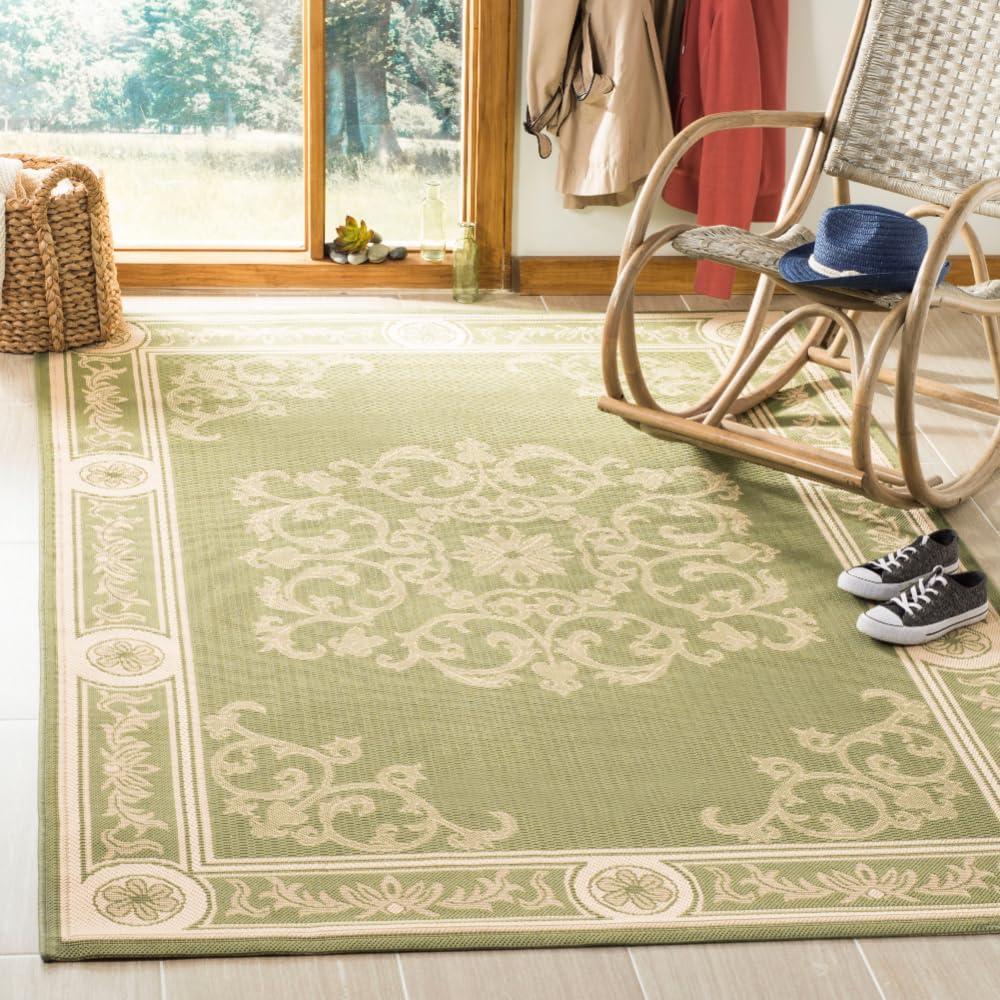 Courtyard CY2914 Power Loomed Indoor and Outdoor Area Rug - Olive/Natural - 4'x5'7" - Safavieh