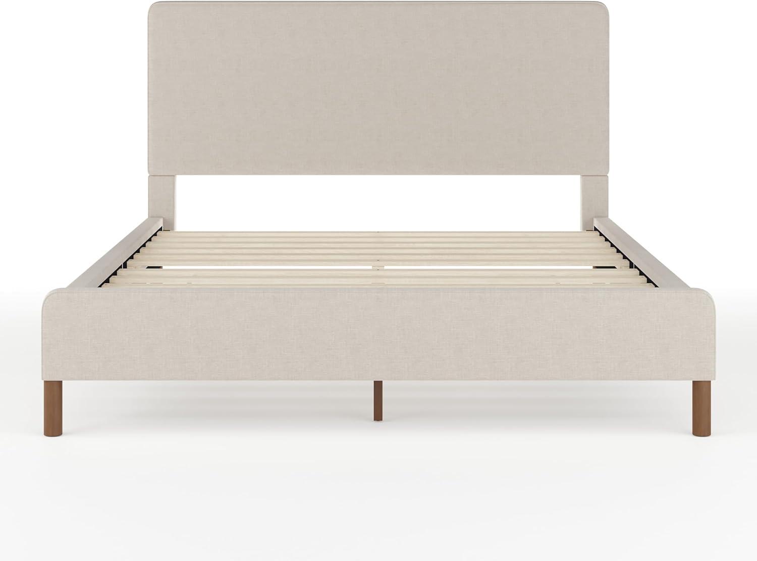 Martha Stewart Martha Stewart Britta Upholstered Platform Bed With Piped Detail Headboard