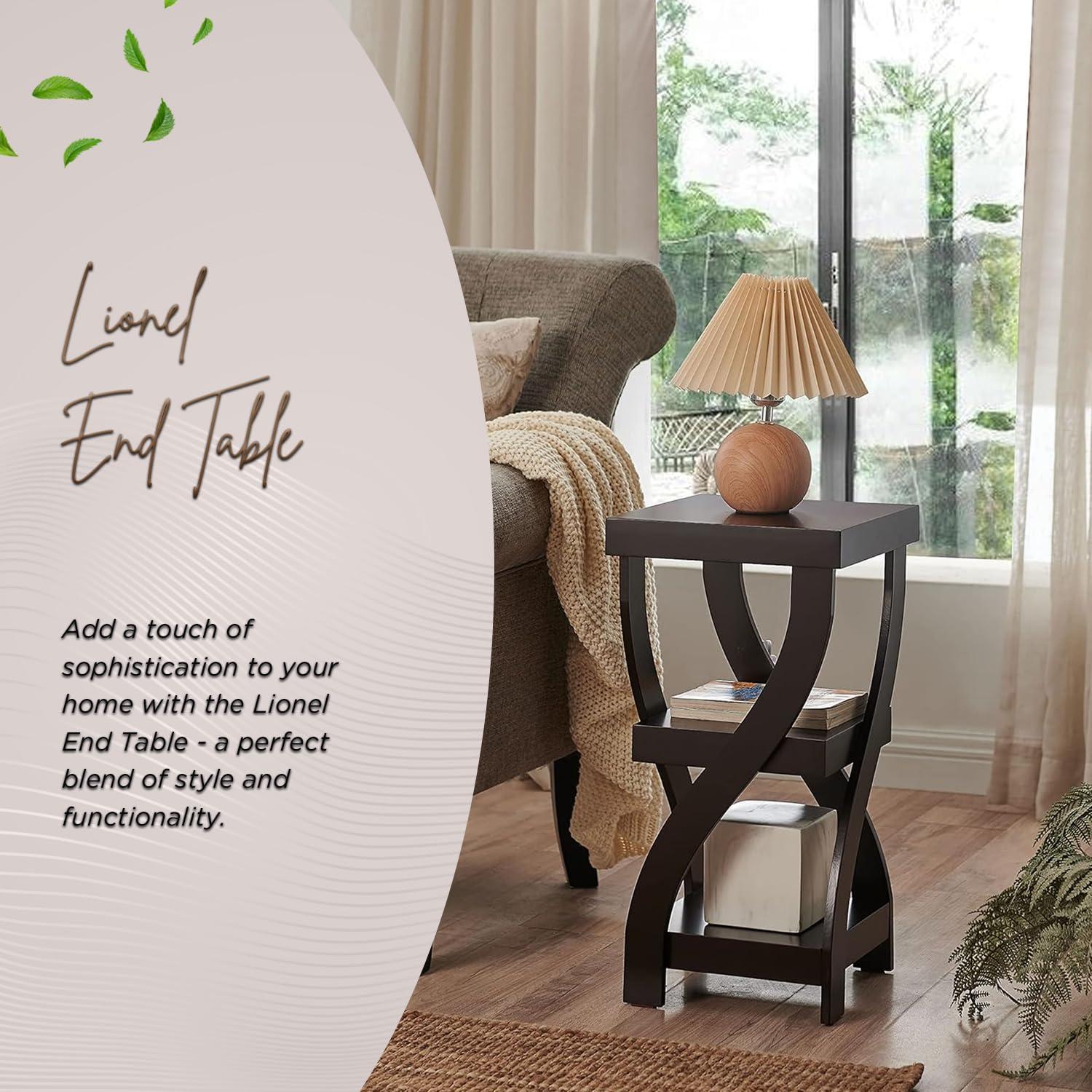 Kings Brand Furniture 3-Tier Wooden End Table with Shelves - Square Nightstand for Bedroom or Bookshelf - Espresso