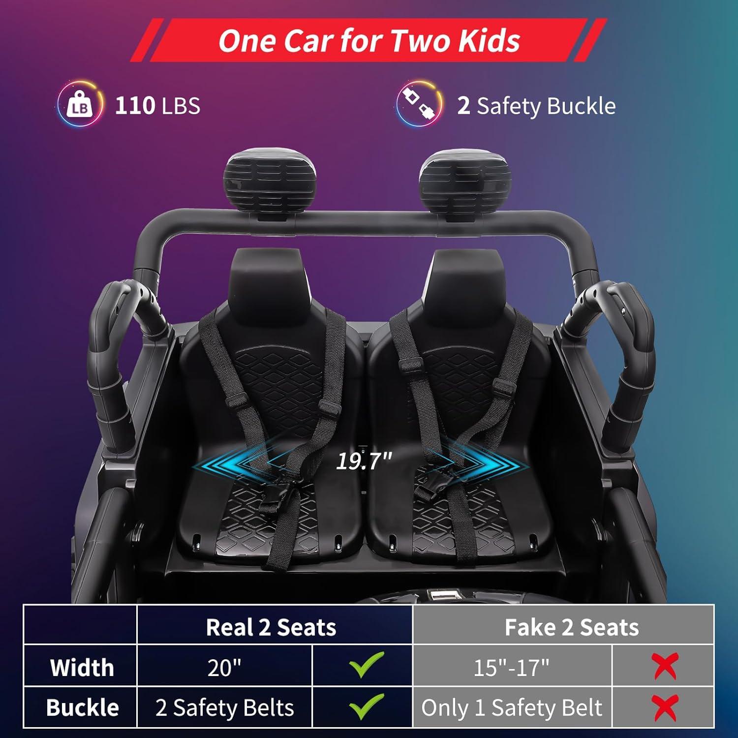 Yesfashion 24V Kids large Jeep 2 Seats SUV Ride on Car Ride on Truck with Remote Control, Electric 4*45W Motors Ride on Toys, with LED Light,Music,USB