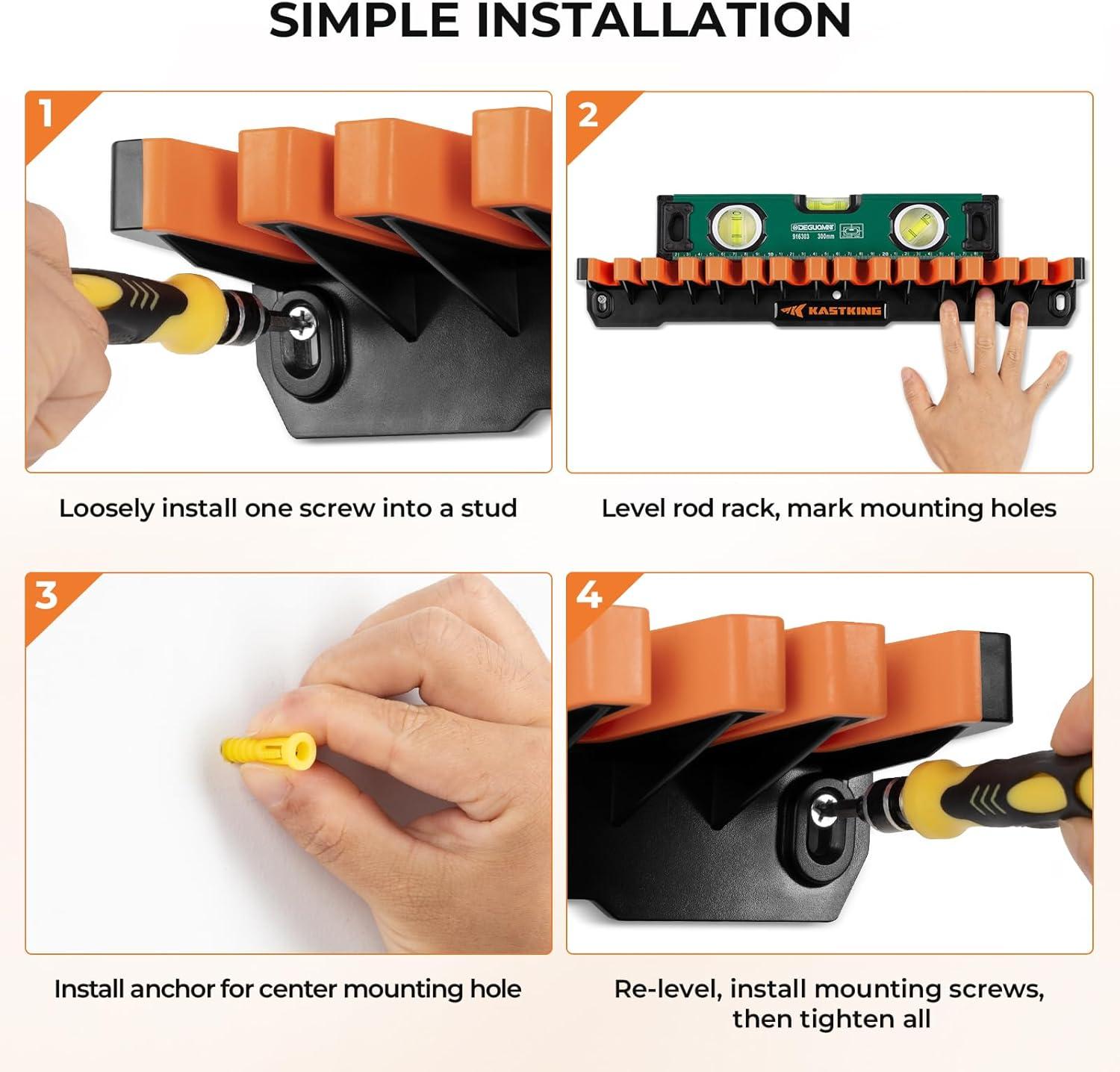 KastKing V15HD Heavy Duty Vertical Fishing Rod Holder – Wall Mounted Fishing Rod Rack, Store 15 Large Rods or Fishing Rod Combos in 18 Inches, Great Fishing Pole Holder and Rack, 1 Pack