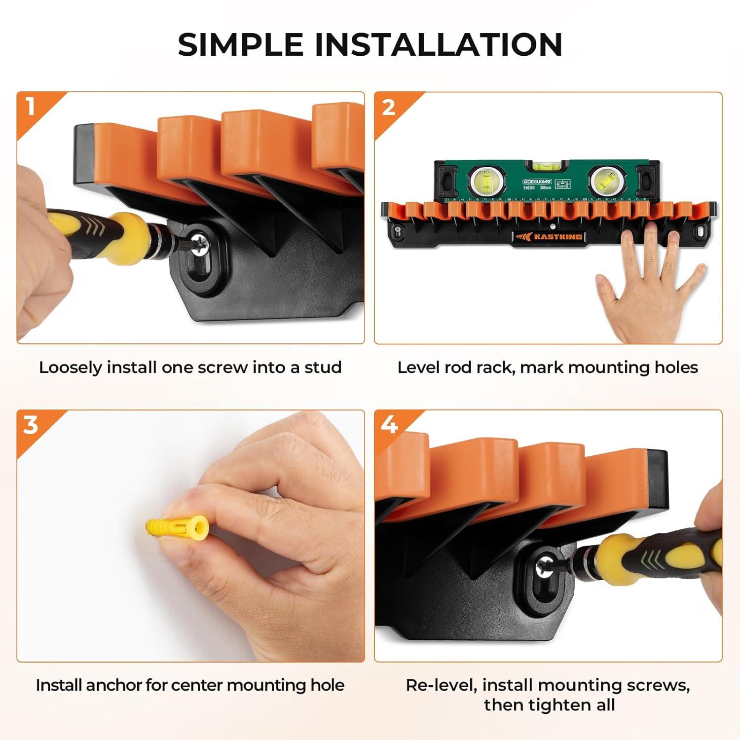 KastKing V15HD Heavy Duty Vertical Fishing Rod Holder – Wall Mounted Fishing Rod Rack, Store 15 Large Rods or Fishing Rod Combos in 18 Inches, Great Fishing Pole Holder and Rack, 1 Pack