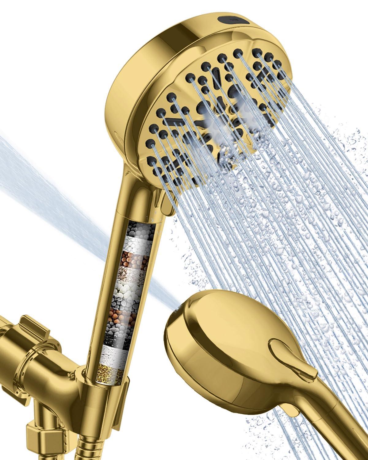 6-Mode Luxury Filtered Handheld Shower Head Set With Adjustable Bracket And Long Hose