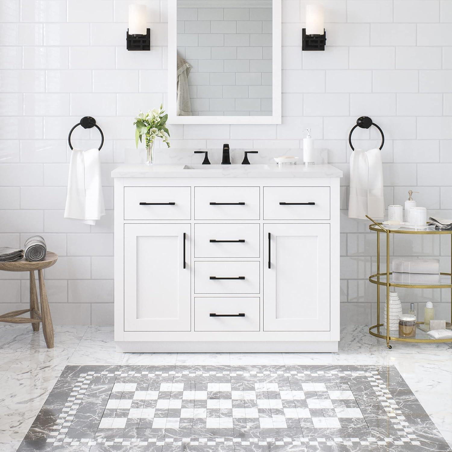 OVE Decors Athea 42 in. W Bath Vanity with Premium Countertop and Power Bar