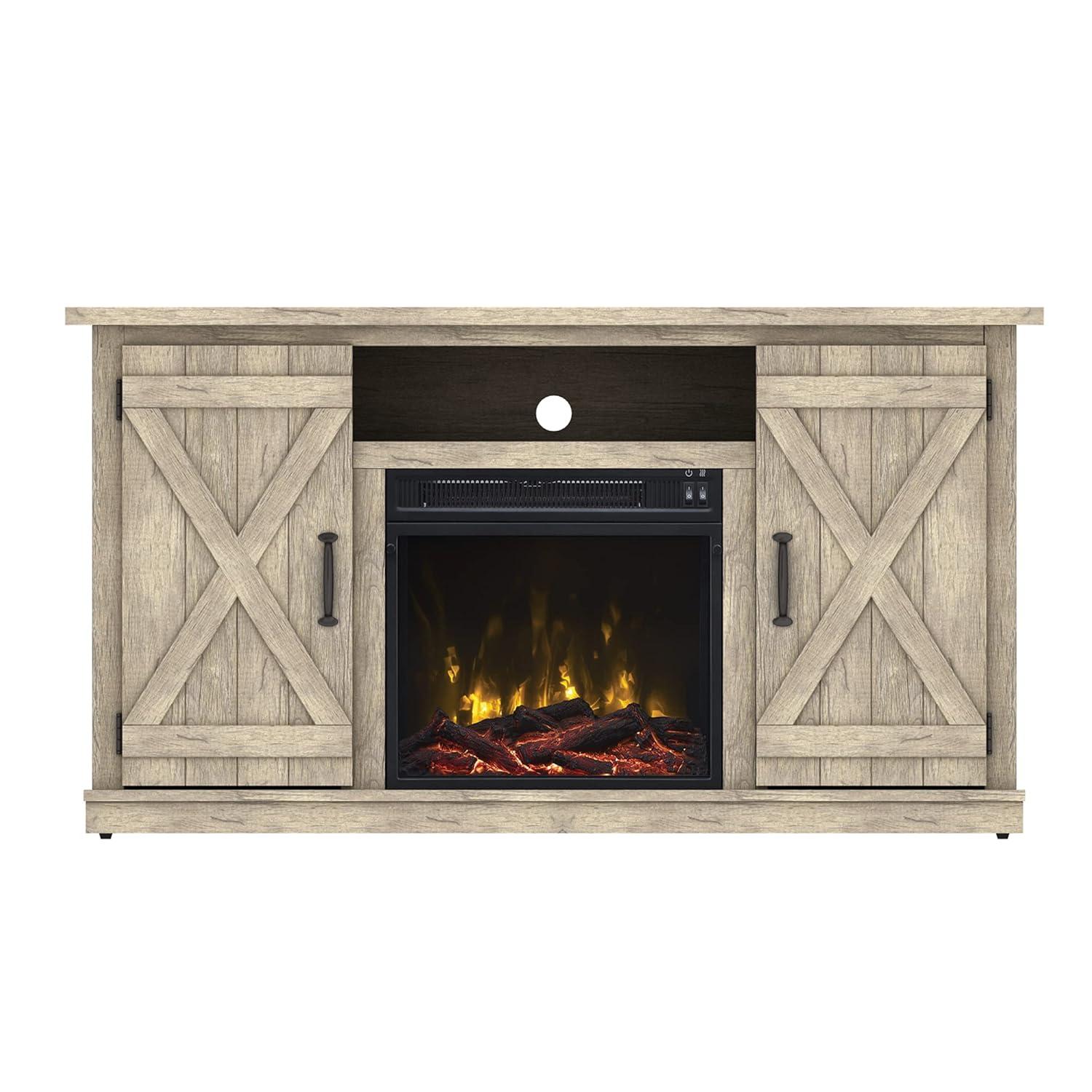 Cottonwood 55" TV Stands with Electric Fireplace, Ashland Pine