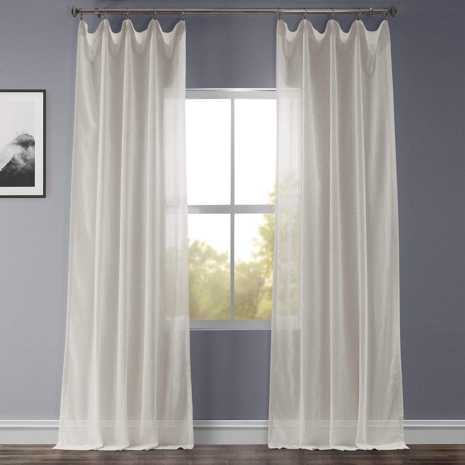 Ivory Faux Linen Sheer Curtain Panel 50" x 108"