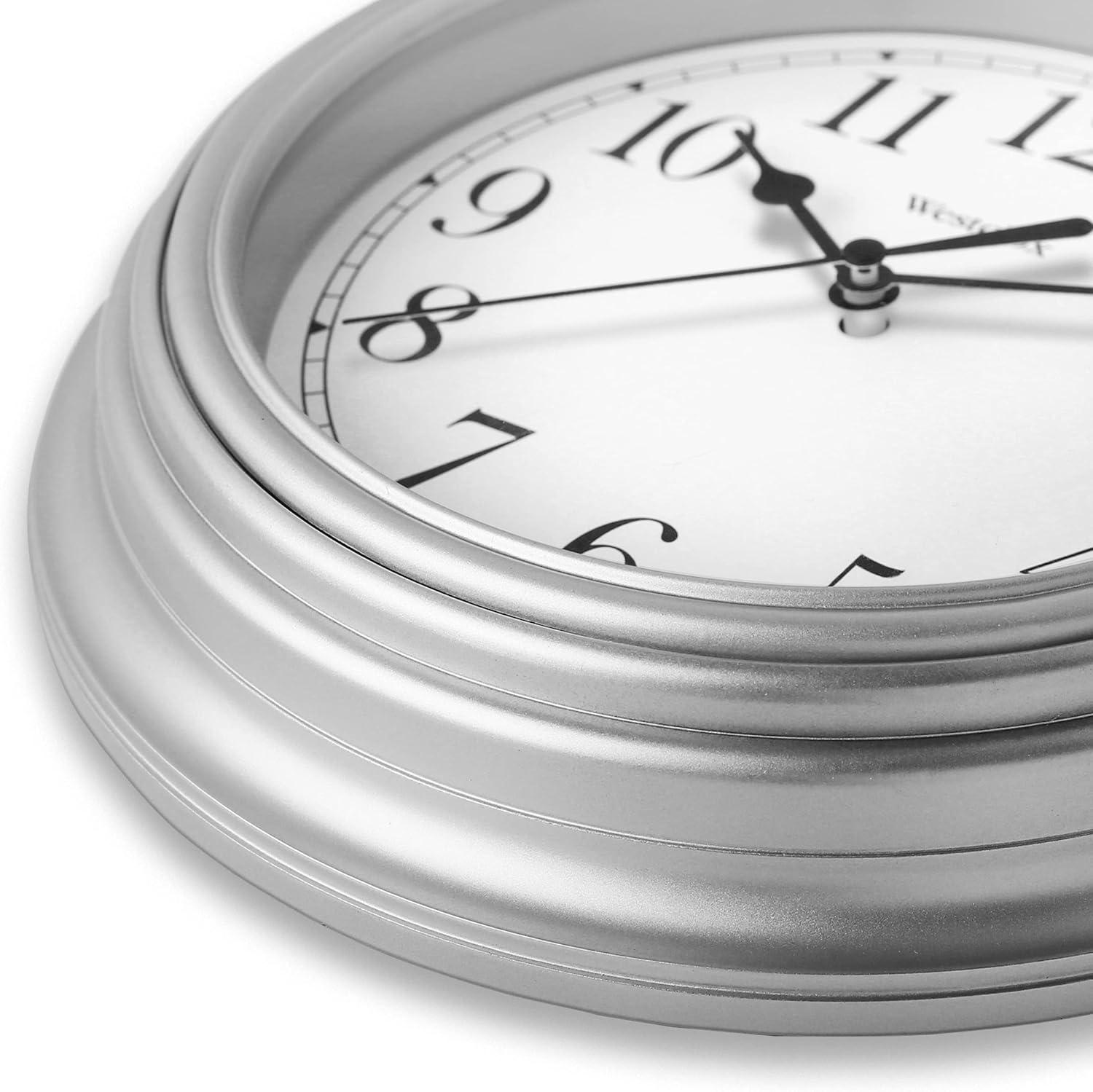 Westclox 9 inch Silver Round Simplicity Analog QA Wall Clock
