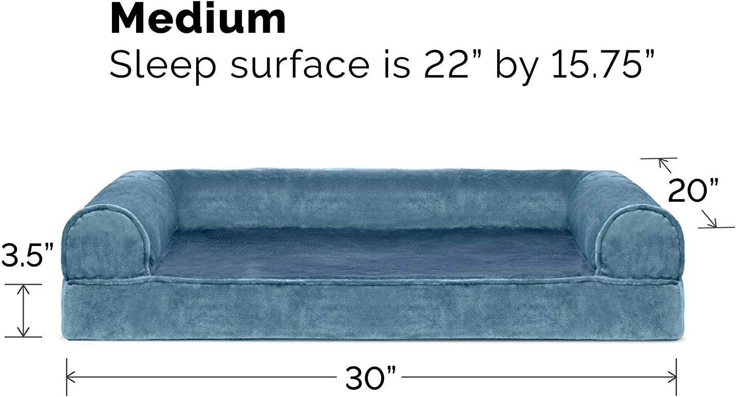 FurHaven Pet Products Faux Fur & Velvet Orthopedic Sofa Pet Bed for Dogs & Cats - Harbor Blue, Medium