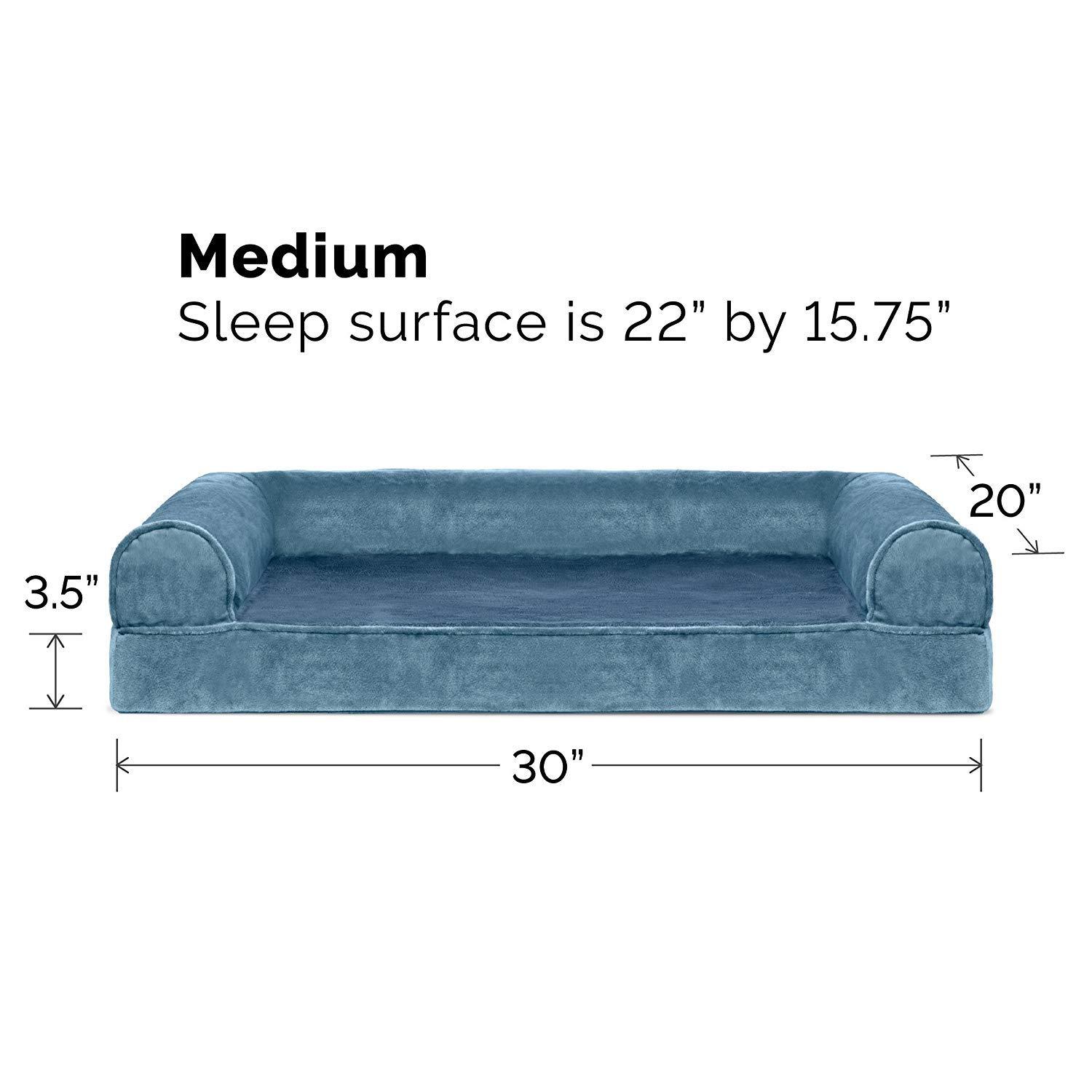 FurHaven Pet Products Faux Fur & Velvet Orthopedic Sofa Pet Bed for Dogs & Cats - Harbor Blue, Medium
