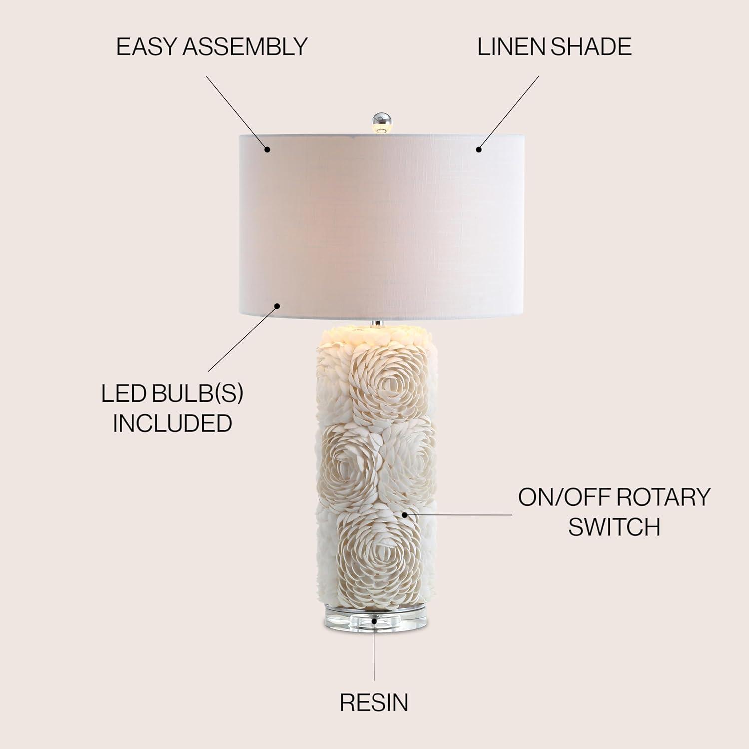 JONATHAN Y Rosette Seashell/Resin/Crystal LED Table Lamp