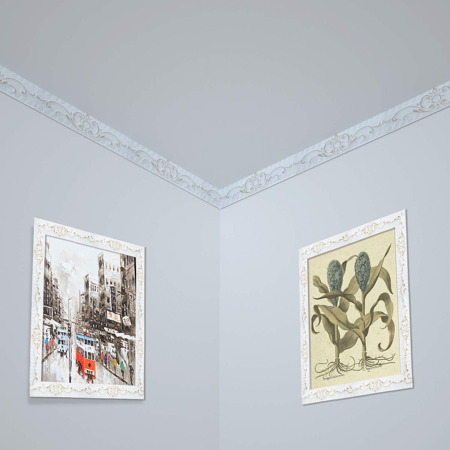 Flexible Molding Trim Wall Trim Self Adhesive, Peel and Stick Mirror Frame Border, Waterproof Bathroom Decor (White)