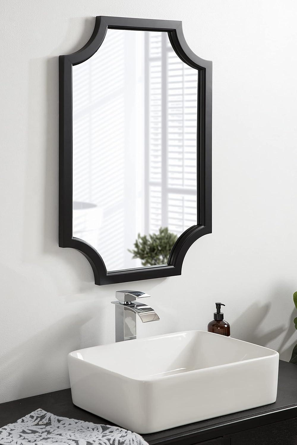 20" x 30" Hogan Scallop Wall Mirror Black - Kate & Laurel All Things Decor: MDF Frame, Easy Wall Mount
