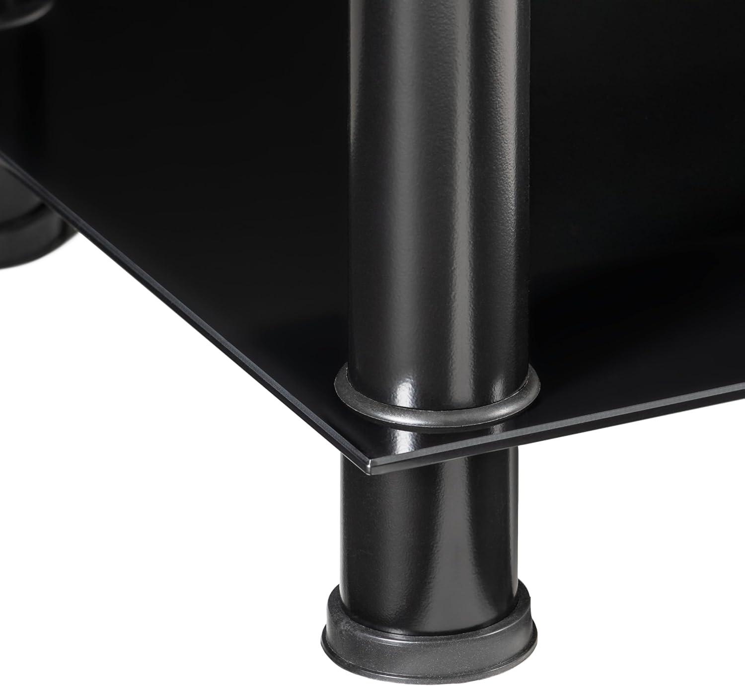 CorLiving Laurent Black Tempered Glass and Metal Customizable 5-Tier Media Component Stand