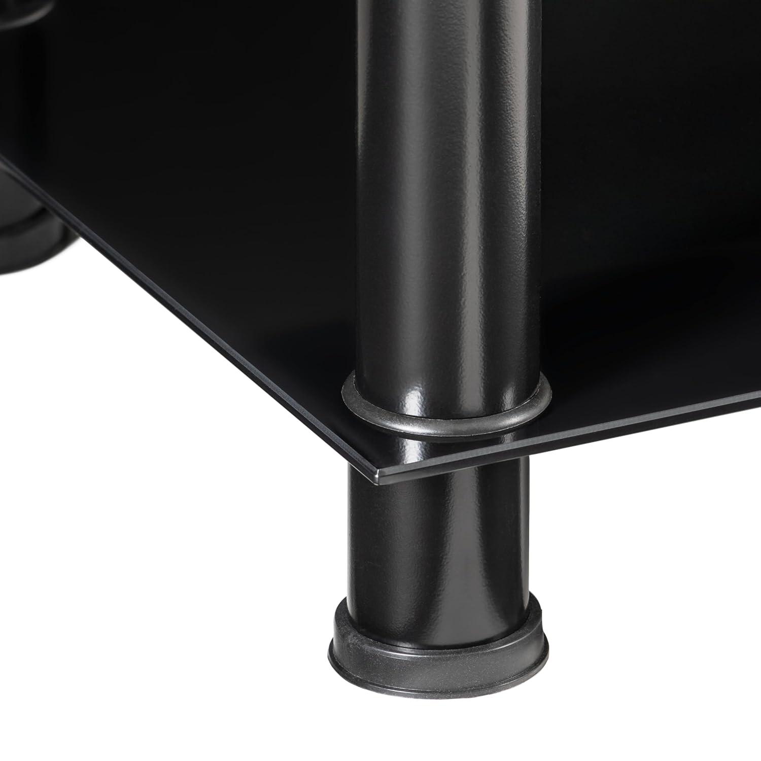 CorLiving Laurent Black Tempered Glass and Metal Customizable 5-Tier Media Component Stand