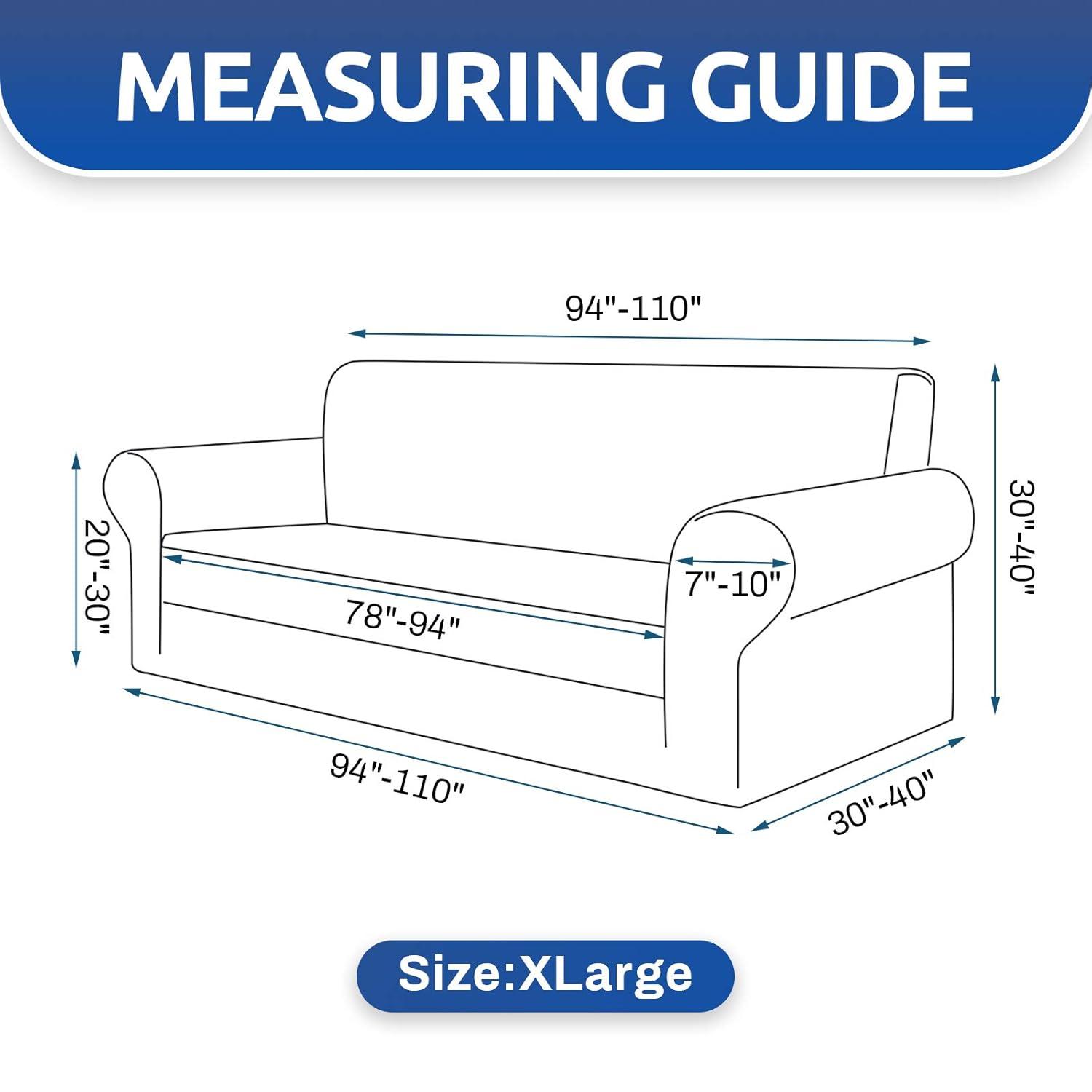 KEKUOU Stretch Oversized Sofa Slipcover 1 Piece Couch Sofa Cover (94"-110") Furniture Protector 4 Seater Sofa with Elastic Bottom for Kids,Pet.Jacquard Checked Pattern Fabric(X Large,Black)