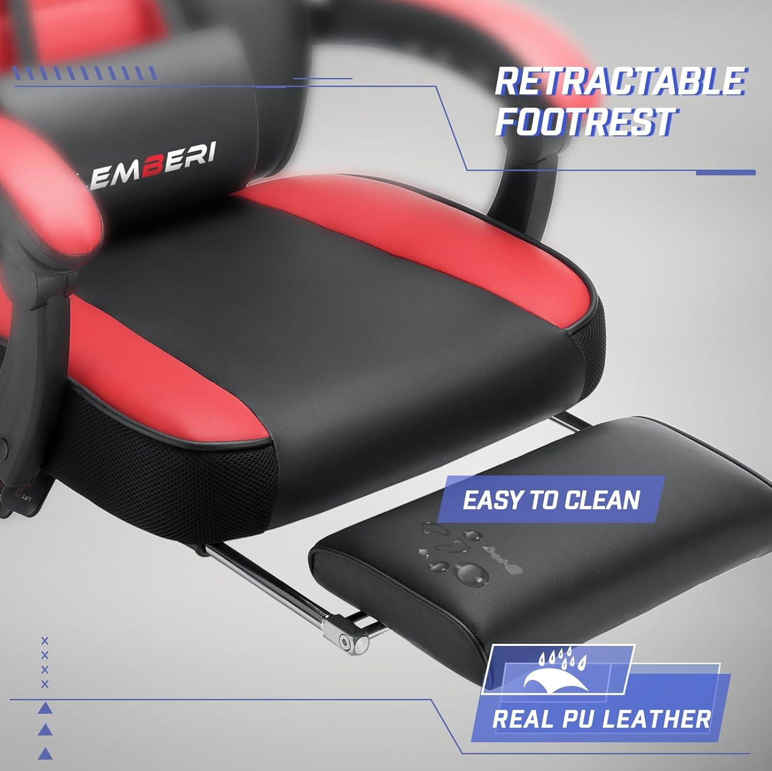 Drevy Video Game Chairs with footrest,Gamer Chair for Adults,Big and Tall Gaming Chair 400lb Capacity,Gaming Chairs for Teens,Racing Style Gaming Computer Chair with Headrest and Lumbar Support