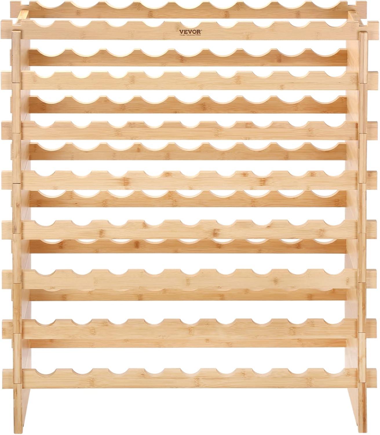 Natural Bamboo 72-Bottle Stackable Modular Wine Rack