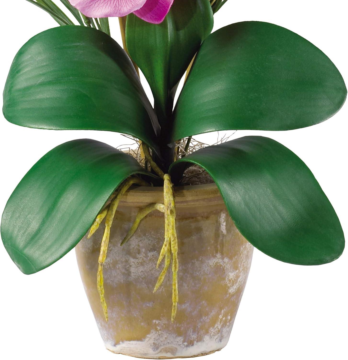 Mauve Silk Phalaenopsis Orchid with Bamboo in 21" Pot