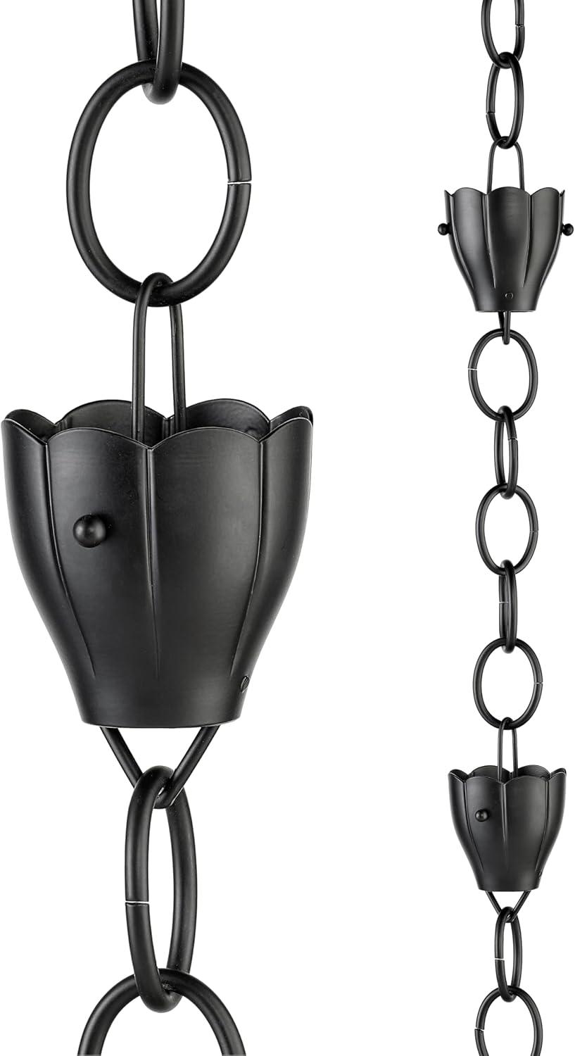 8.5 ft Black Aluminum Crocus Rain Chain