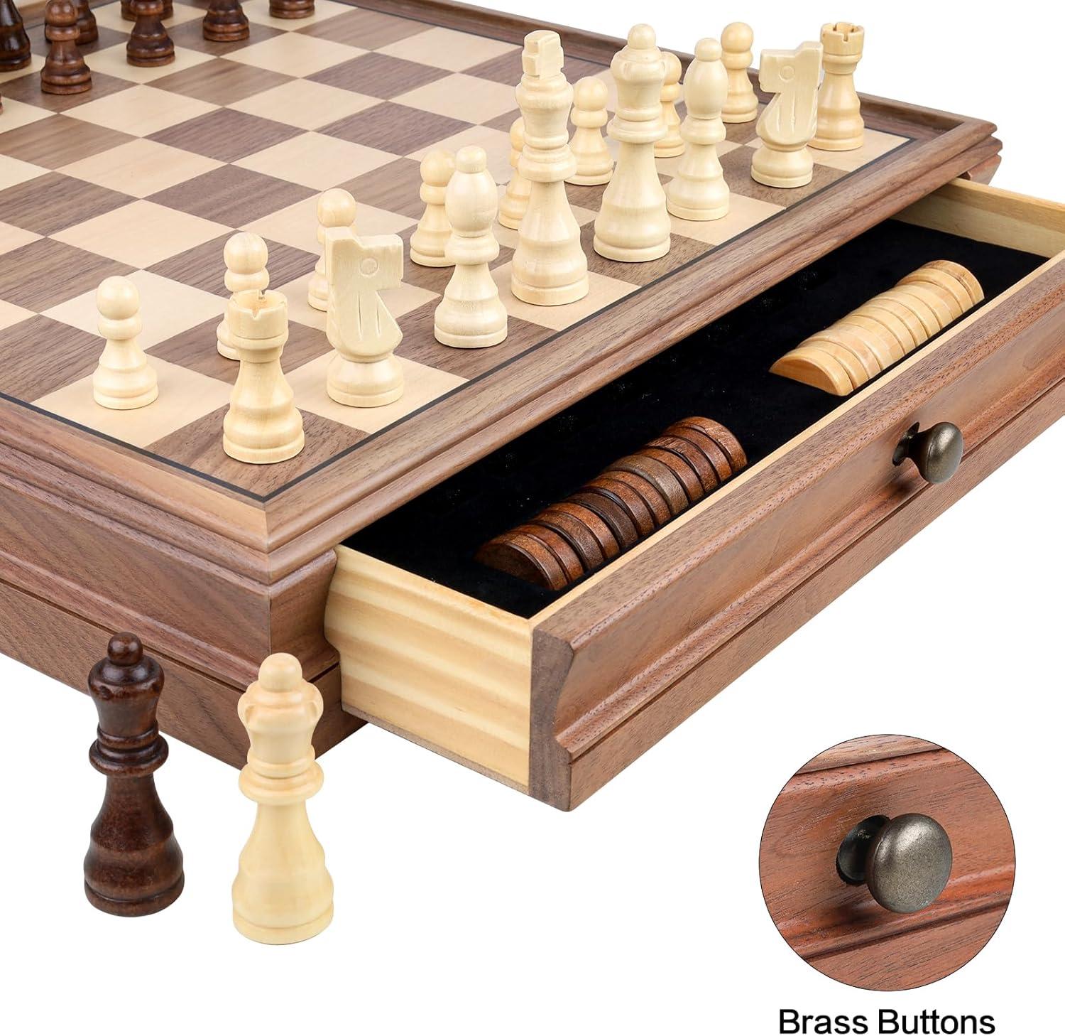 VEVOR 15'' L Solid Wood Chess Game Set