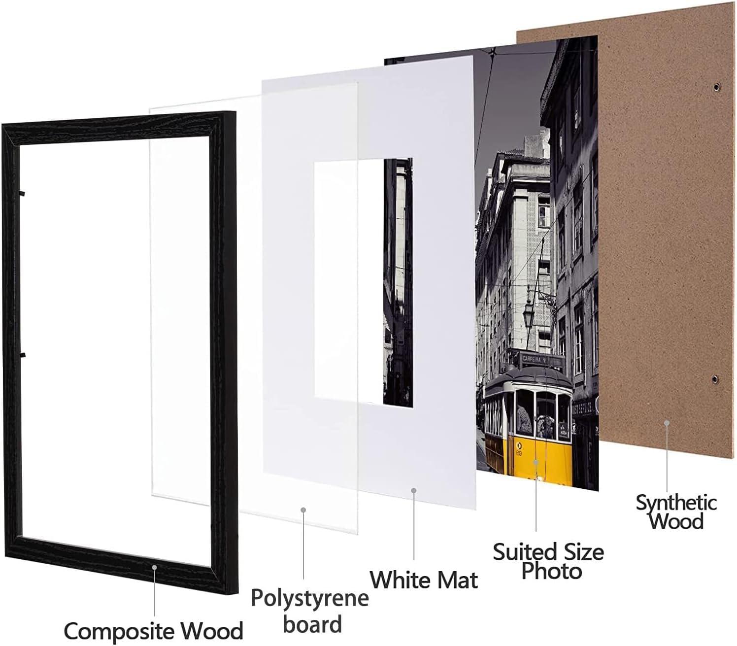 eletecpro 8x10 Picture Frames Set of 10, Picture Frame Collage Wall Decor Display 5x7 Photo With Mat or 8x10 without Mat, Home Decor Gallery Frame for Table Top or Wall Mounting, Black