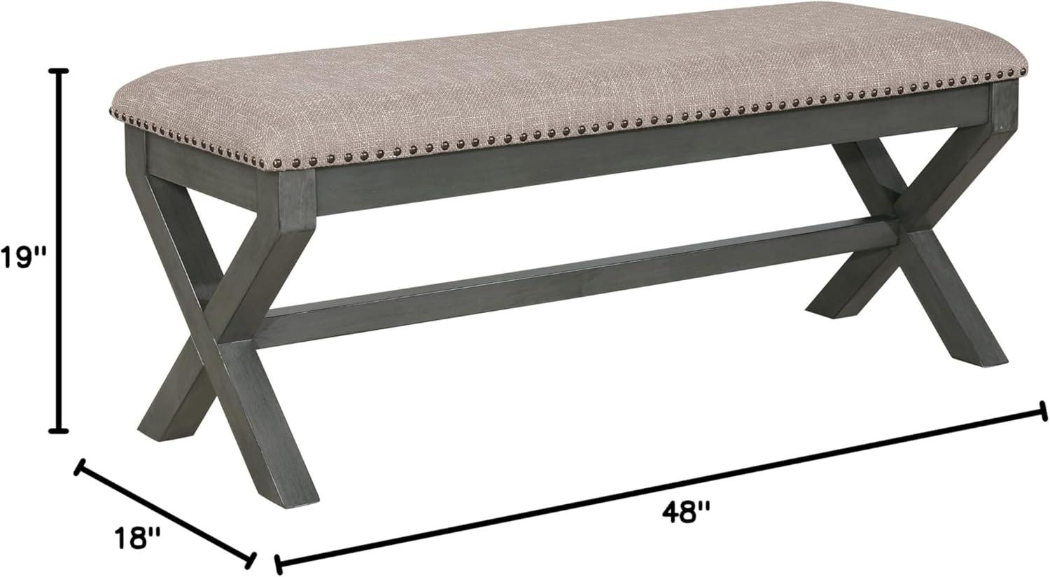 Monte Carlo Bench with Antique Gray Base in Gray Fabric