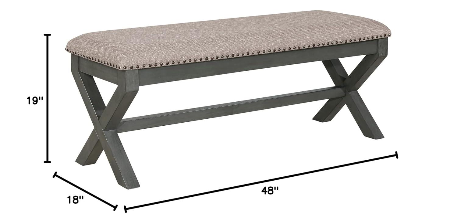 Monte Carlo Bench with Antique Gray Base in Gray Fabric