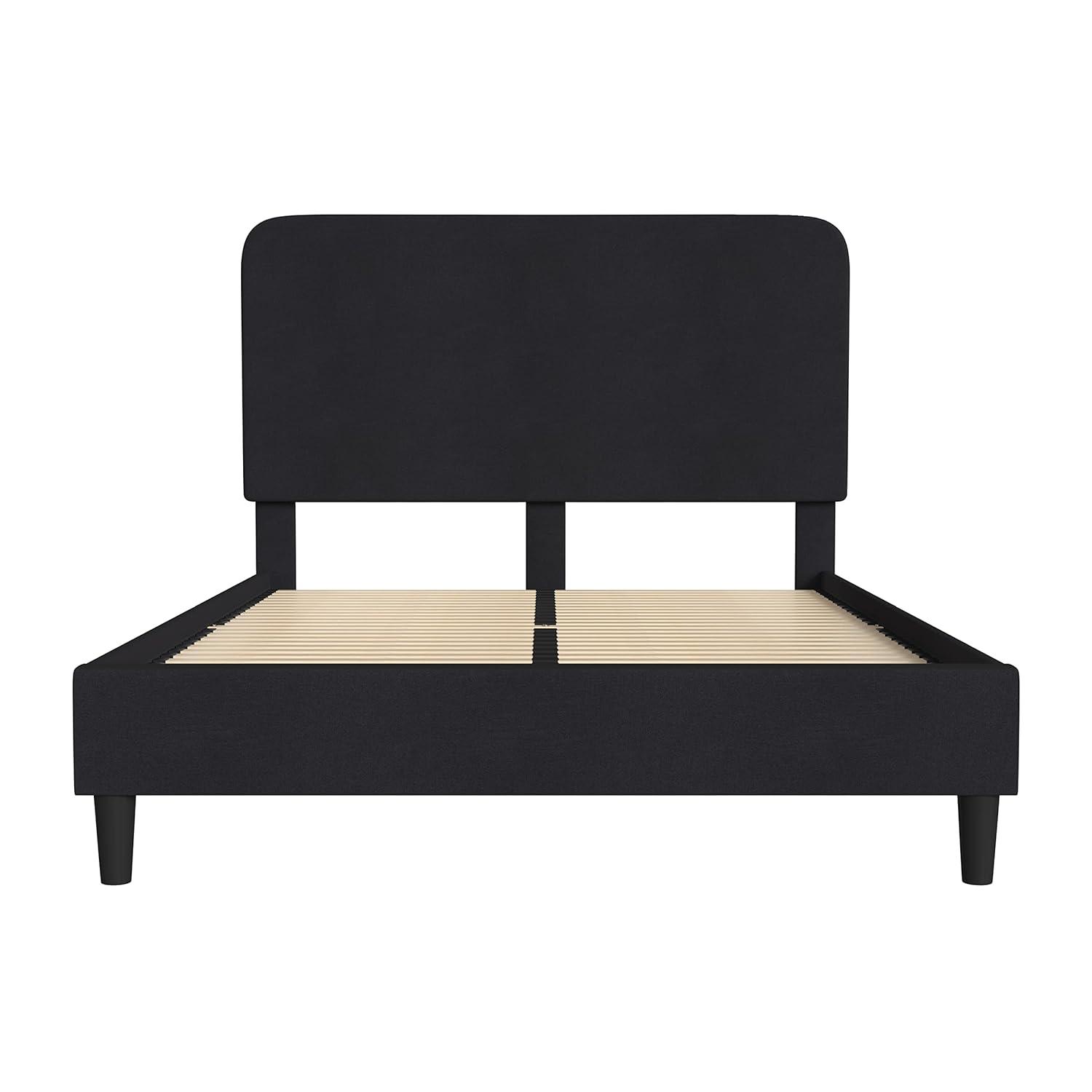 Flash Furniture Addison Fabric Queen Platform Bed with Headboard in Charcoal
