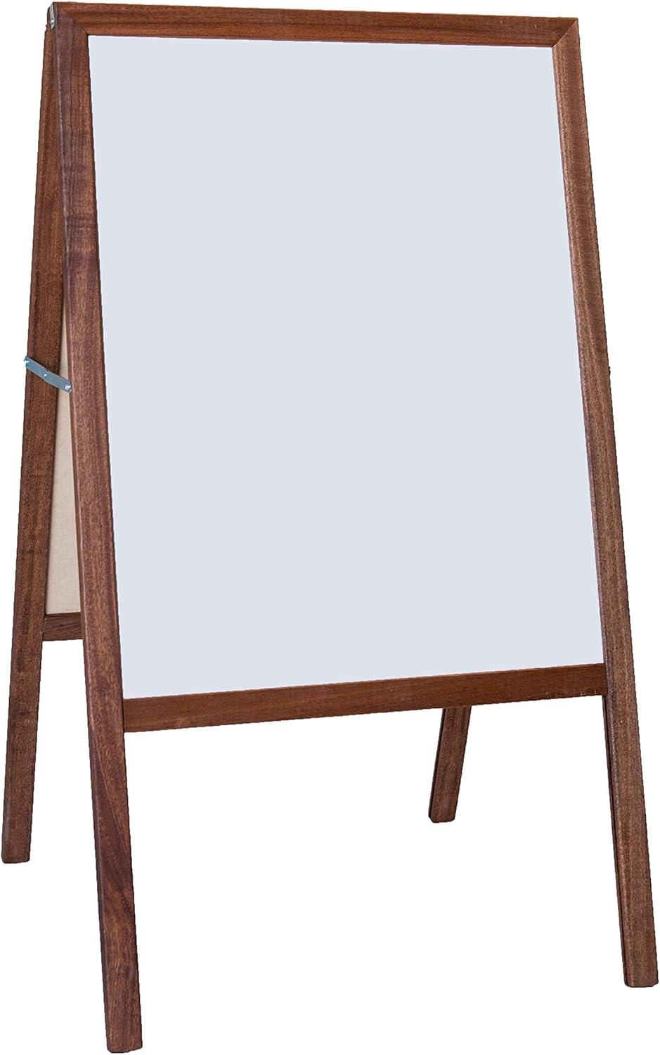 Flipside Products Stained Marquee Easel with White Dry Erase/Black Chalkboard, 42" H x 24" W