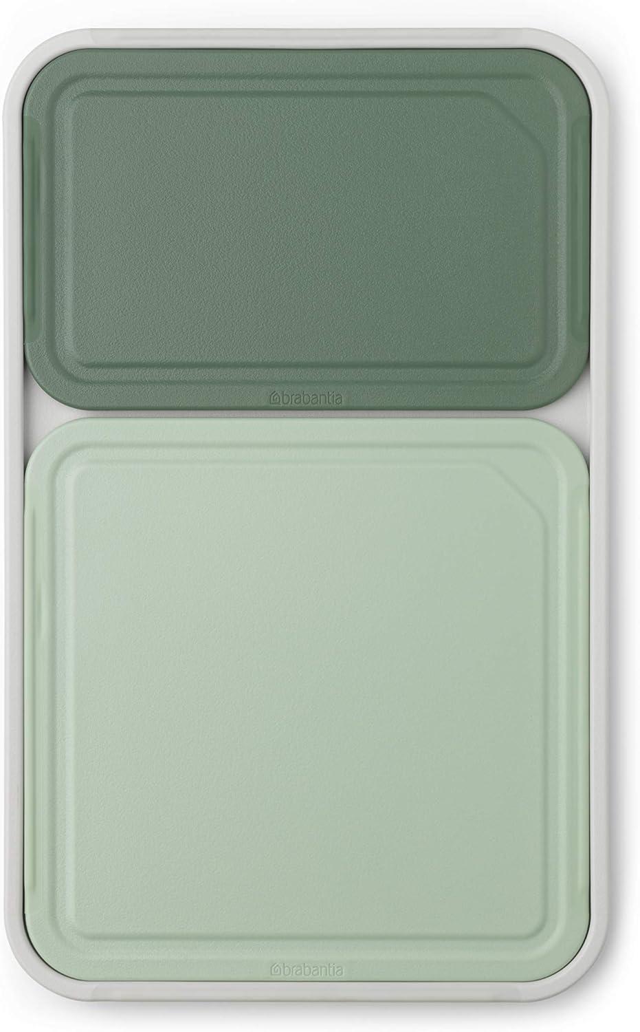 Green and Light Green Plastic Rectangular Cutting Board Set