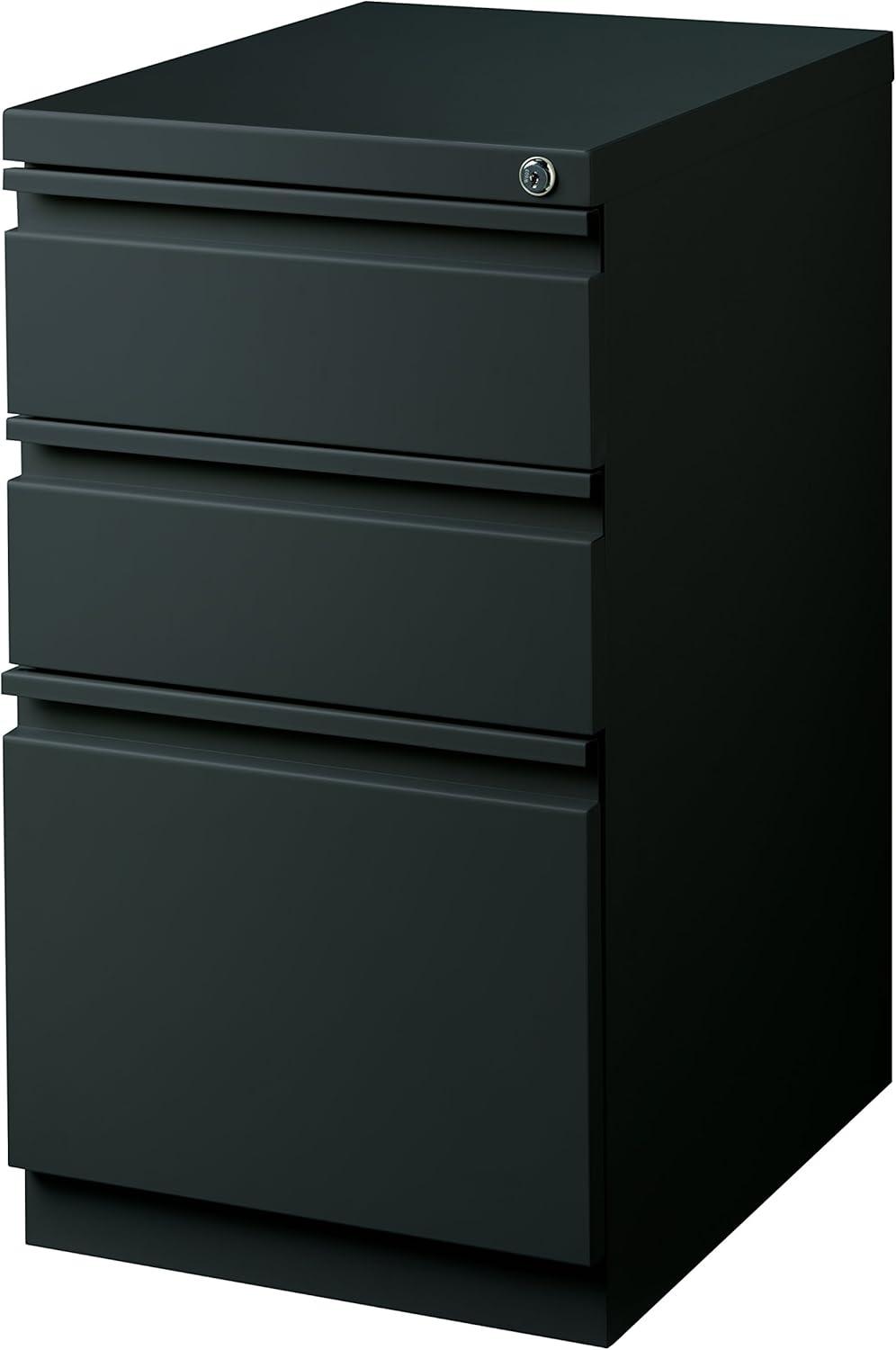 Hirsh 20" Deep Mobile Pedestal File Cabinet 3 Drawer Box-Box-File, Letter Width, Charcoal