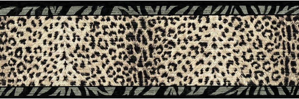 Trimz Animal Prints Wallpaper Border - Leopard Prints, Tiger Prints, Black, Gray, 15' L x 7" W