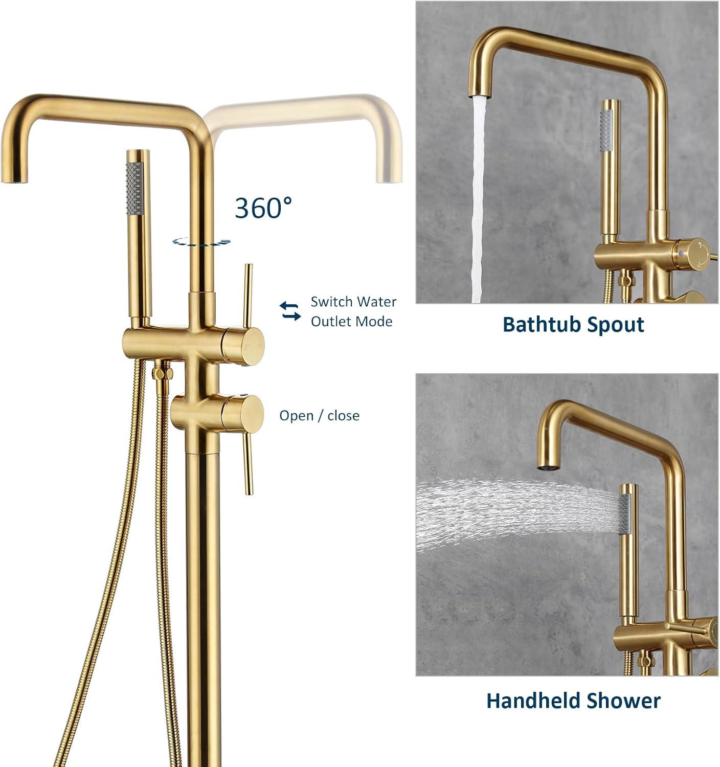 PENGFANG WORLDWIDE LLC Double Handle Floor Mounted Tub Filler With Handshower P017MBTF
